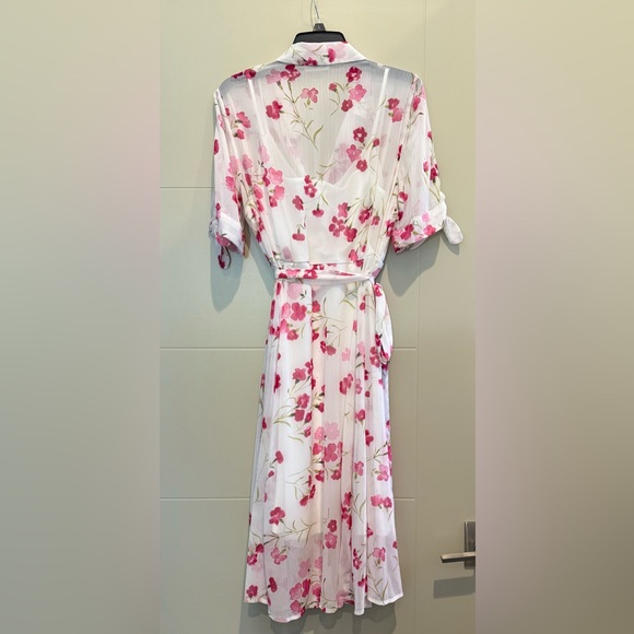 Calvin Klein Floral-Print Pink and White Chiffon Dress - Picture 6 of 10